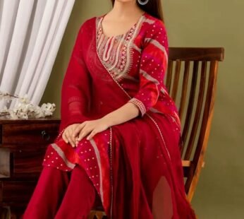 Red embroidered Kurti