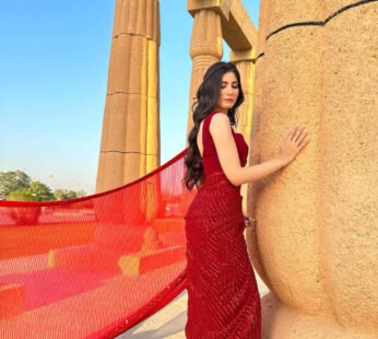 Red Georgette Saree With Matching And Running Unstiched Blouse In Banglory Silk